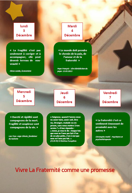 Calendrier de l'Avent : 1ère semaine 